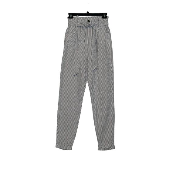 H&M white blue pinstripes pleated high waist pants size 4 - Picture 13 of 14